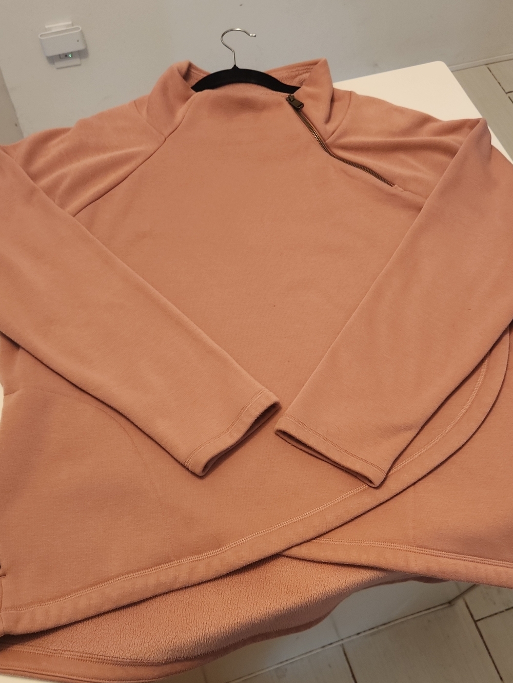 Athleta Dusty Rose Zip-Shoulder Cowl Pullover
